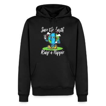 Sauvez la Terre Élevez un hippie - Sweat à capuche Premium bio Homme - noir - Devant - Nico (187cm)