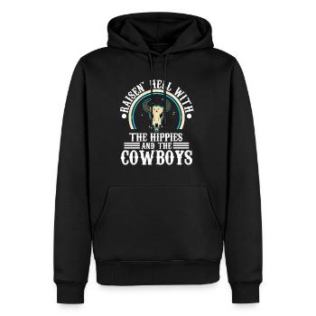 Raisin' Hell With The Hippies And The Cowboys - Männer Premium Bio Hoodie - Schwarz - Vorne - Nico (187cm)