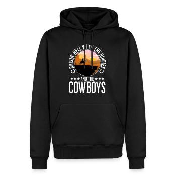 Raisin' Hell With The Hippies And The Cowboys - Männer Premium Bio Hoodie - Schwarz - Vorne - Nico (187cm)
