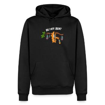 Be Different Katze mit Fledermäuse und Feuerwerk - Männer Premium Bio Hoodie - Schwarz - Vorne - Nico (187cm)