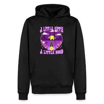Un peu hippie Un petit capot - Sweat à capuche Premium bio Homme - noir - Devant - Nico (187cm)