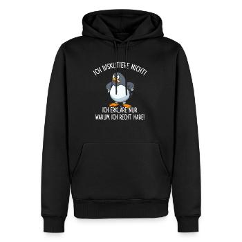 Ich Diskutiere nicht Erkläre warum ich Recht habe - Männer Premium Bio Hoodie - Schwarz - Vorne - Nico (187cm)