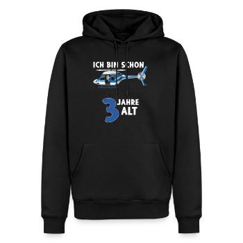 Polizei Hubschrauber 3 Jahre 3. Geburtstag - Männer Premium Bio Hoodie - Schwarz - Vorne - Nico (187cm)