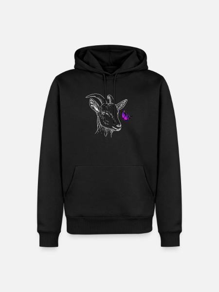 Ziege mit Schmetterling - Männer Premium Bio Hoodie - Schwarz