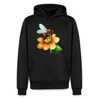 L’abeille mellifère au travail : conception de la pollinisation des fleurs - Sweat à capuche Premium bio Homme - noir - Devant - Nico (187cm)
