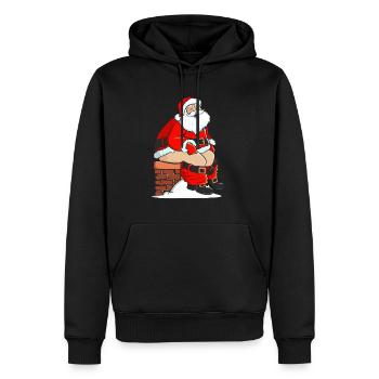 Santa Claus poops in fireplace - Men’s Premium Organic Hoodie - black - Front - Nico (187cm)
