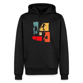 Grimpeur Rétro - Sweat à capuche Premium bio Homme - noir - Devant - Nico (187cm)