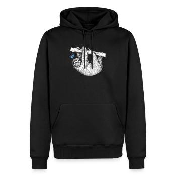 Faultier mit Schmetterling - Männer Premium Bio Hoodie - Schwarz - Vorne - Nico (187cm)