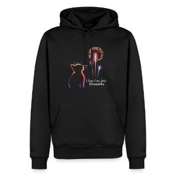 I love Cats and Fireworks - Männer Premium Bio Hoodie - Schwarz - Vorne - Nico (187cm)