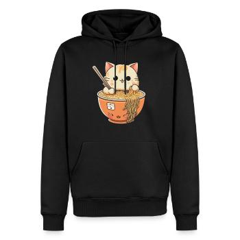 Ramen essende Katze Kawaii Anime Baka - Männer Premium Bio Hoodie - Schwarz - Vorne - Nico (187cm)