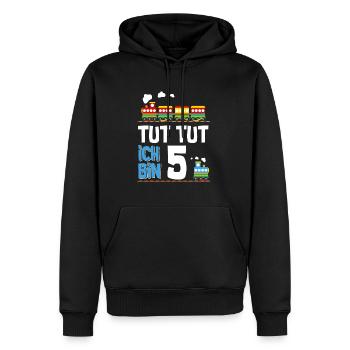 5. Geburtstag Tut Tut Eisenbahn Zug 5 Jahre - Männer Premium Bio Hoodie - Schwarz - Vorne - Nico (187cm)