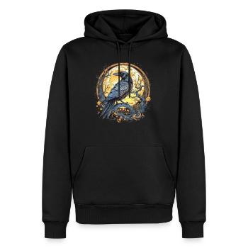 Rabe, Vollmond, keltisch, nordisch, Pagan, Vogel, - Männer Premium Bio Hoodie - Schwarz - Vorne - Nico (187cm)