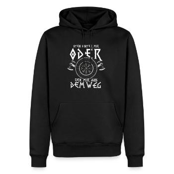 Steh Hinter Mir Odin Wikinger - Männer Premium Bio Hoodie - Schwarz - Vorne - Nico (187cm)