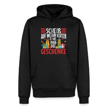 Scheiß auf Weihnachten ich will nur die Geschenke - Männer Premium Bio Hoodie - Schwarz - Vorne - Nico (187cm)