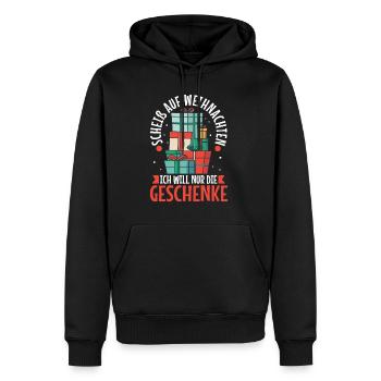 Scheiß auf Weihnachten ich will nur die Geschenke - Männer Premium Bio Hoodie - Schwarz - Vorne - Nico (187cm)