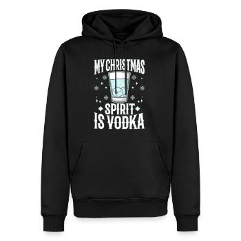 Mon de Noël est la vodka - Sweat à capuche Premium bio Homme - noir - Devant - Nico (187cm)