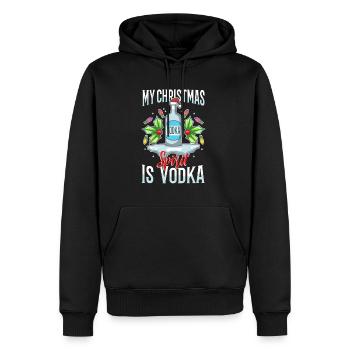 Mon de Noël est la vodka - Sweat à capuche Premium bio Homme - noir - Devant - Nico (187cm)