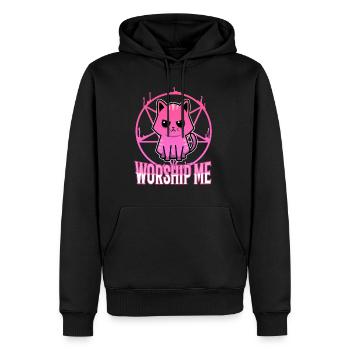 Worship me - Männer Premium Bio Hoodie - Schwarz - Vorne - Nico (187cm)
