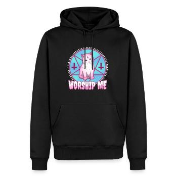 Worship me - Männer Premium Bio Hoodie - Schwarz - Vorne - Nico (187cm)