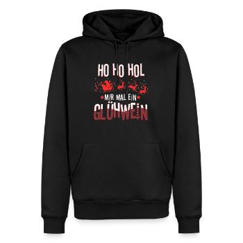 Ho Ho Hol mir mal ein Glühwein - Männer Premium Bio Hoodie - Schwarz - Vorne - Nico (187cm)