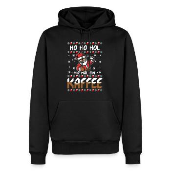 Ho Ho Hol mir mal ein Kaffee - Männer Premium Bio Hoodie - Schwarz - Vorne - Nico (187cm)