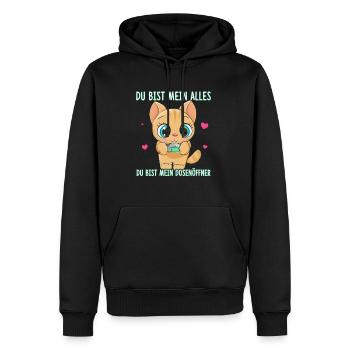Du Bist Mein Alles Du Bist Mein Dosenöffner Katze - Männer Premium Bio Hoodie - Schwarz - Vorne - Nico (187cm)