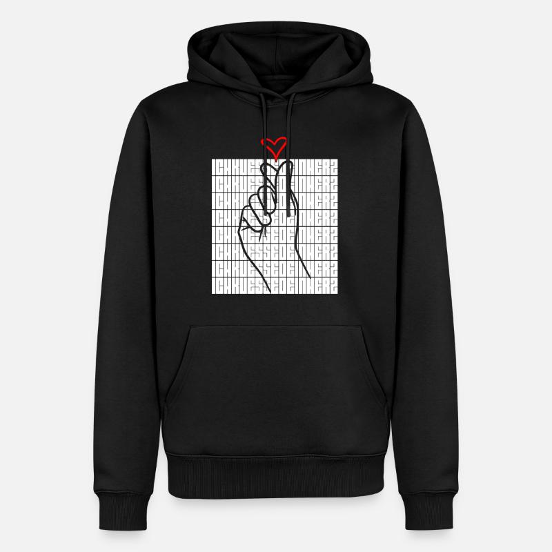 Ich Kuesse Dein Herz Liebe Botschaft - Männer Premium Bio Hoodie - Schwarz