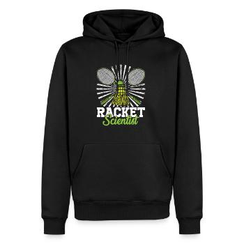 Badminton Geschenk Federball Racket Scientist - Männer Premium Bio Hoodie - Schwarz - Vorne - Nico (187cm)