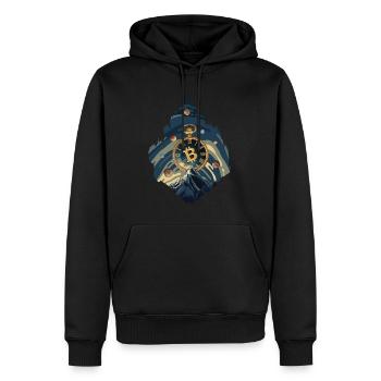 Bitcoin Uhr - Männer Premium Bio Hoodie - Schwarz - Vorne - Nico (187cm)