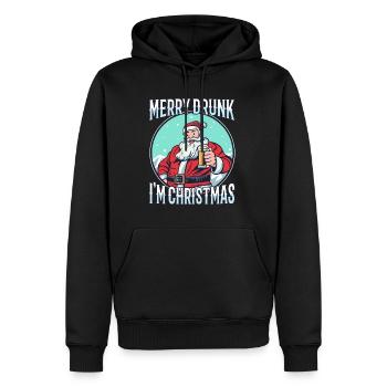 Frohe besoffen ich bin Weihnachten - Männer Premium Bio Hoodie - Schwarz - Vorne - Nico (187cm)