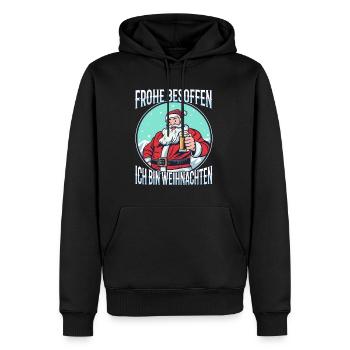 Frohe besoffen ich bin Weihnachten - Männer Premium Bio Hoodie - Schwarz - Vorne - Nico (187cm)