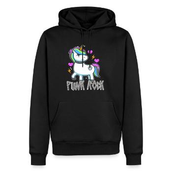 Punk Rock Unicorn - Männer Premium Bio Hoodie - Schwarz - Vorne - Nico (187cm)