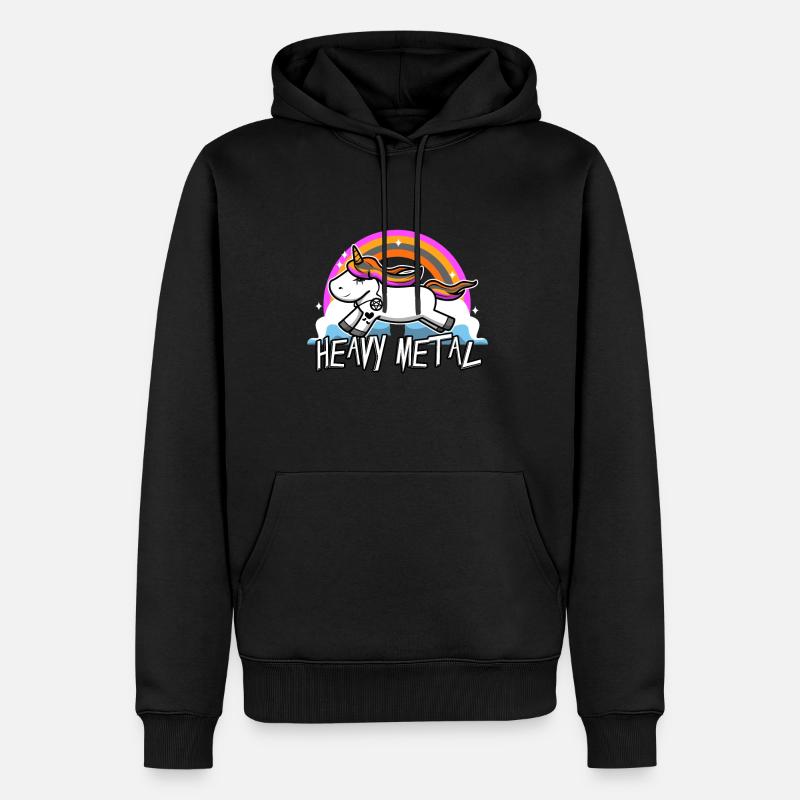 Licorne Heavy Metal - Sweat à capuche Premium bio Homme - noir