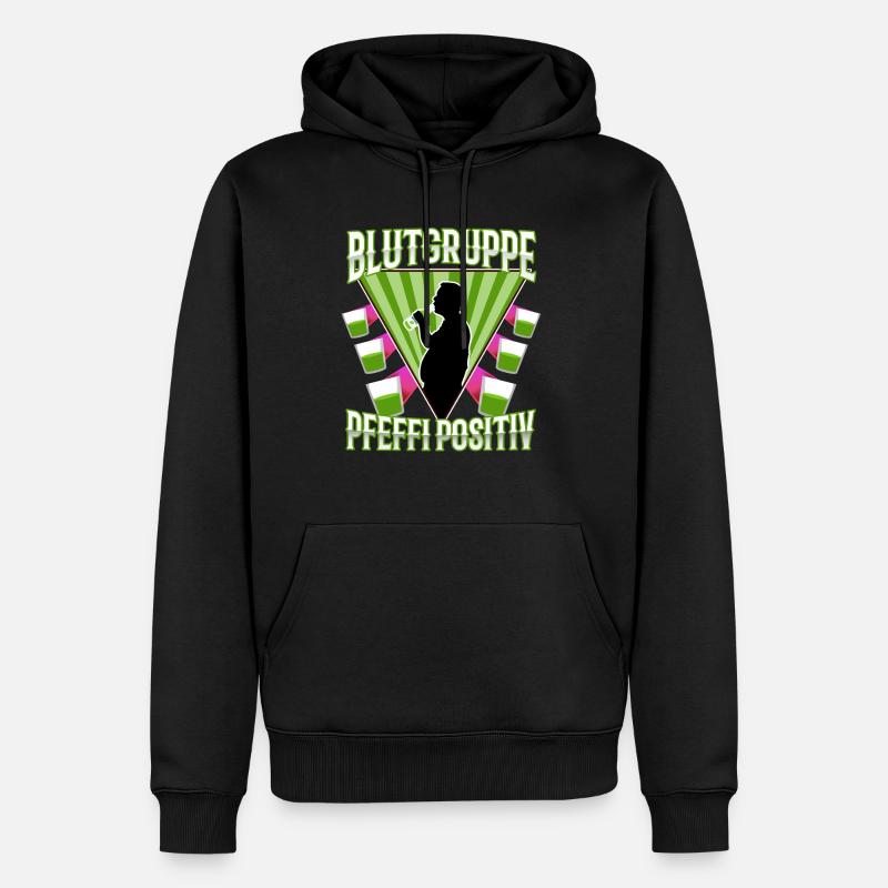 Blutgruppe Pfeffi Positiv - Männer Premium Bio Hoodie - Schwarz