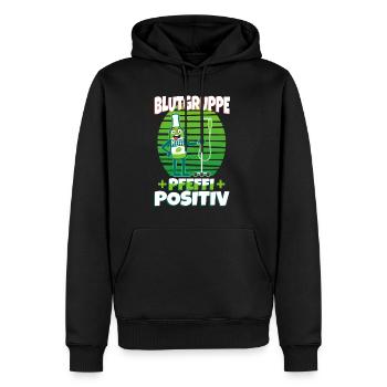 Blutgruppe Pfeffi Positiv - Männer Premium Bio Hoodie - Schwarz - Vorne - Nico (187cm)