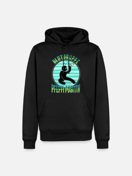 Blutgruppe Pfeffi Positiv - Männer Premium Bio Hoodie - Schwarz