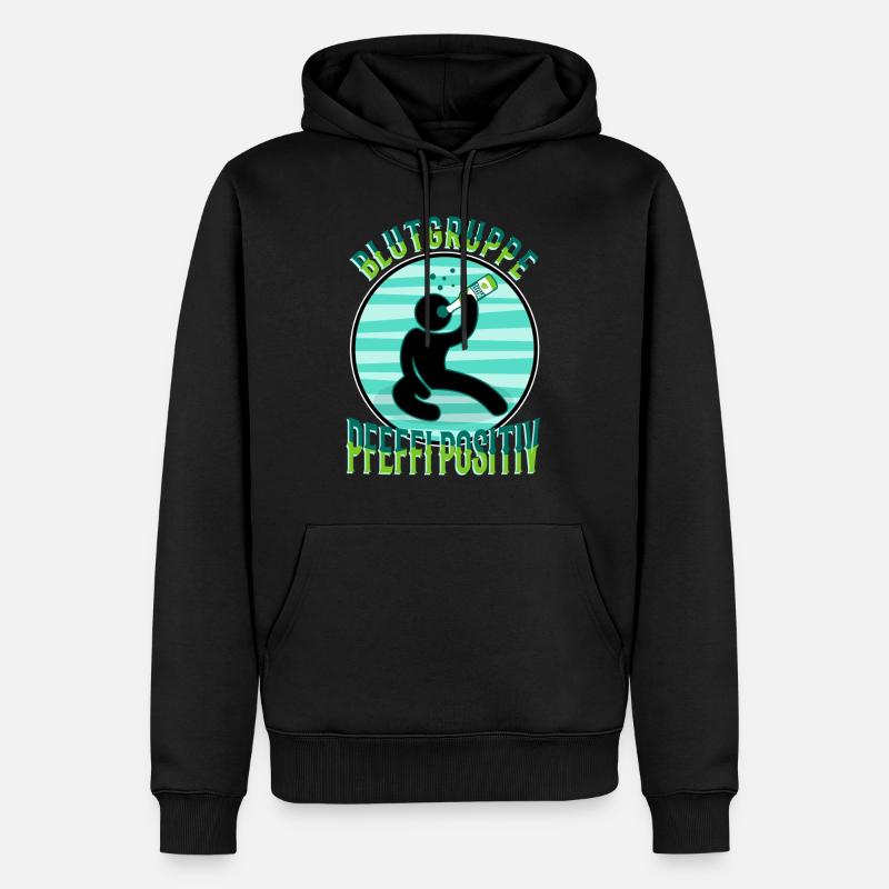 Blutgruppe Pfeffi Positiv - Männer Premium Bio Hoodie - Schwarz