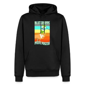 Blutgruppe Pfeffi Positiv - Männer Premium Bio Hoodie - Schwarz - Vorne - Nico (187cm)