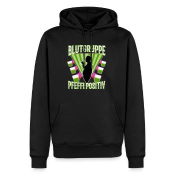 Blutgruppe Pfeffi Positiv - Männer Premium Bio Hoodie - Schwarz - Vorne - Nico (187cm)