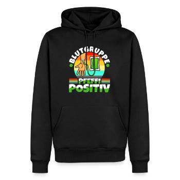 Blutgruppe Pfeffi Positiv - Männer Premium Bio Hoodie - Schwarz - Vorne - Nico (187cm)
