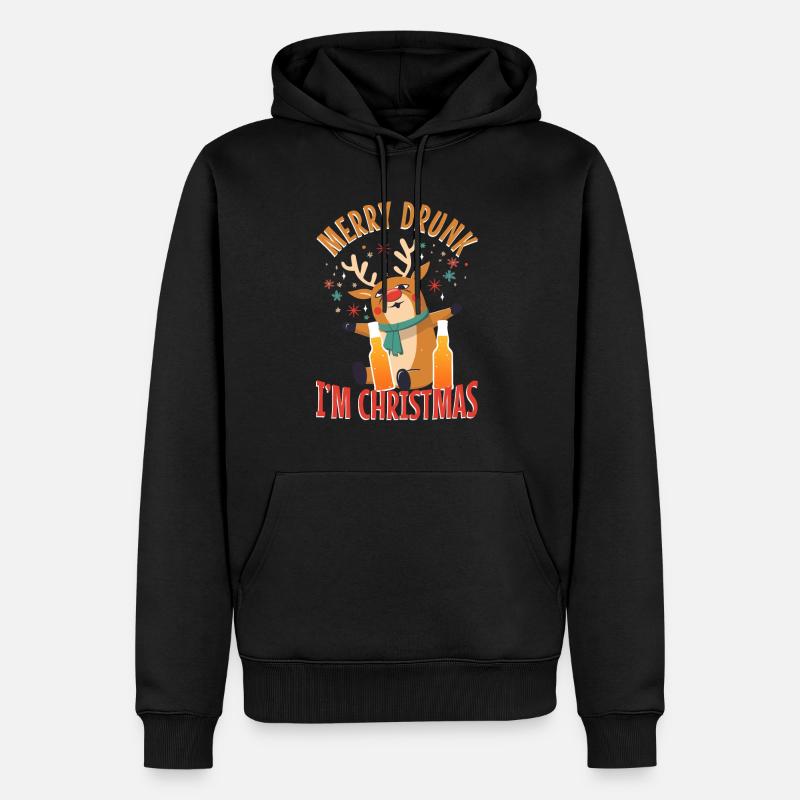 Joyeux ivre à Noël - Sweat à capuche Premium bio Homme - noir