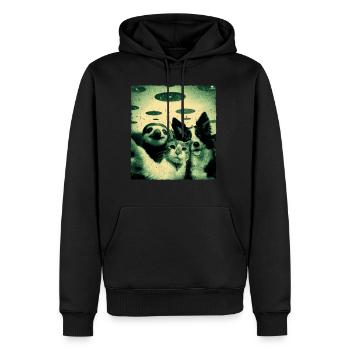 Waaaas ? Nous? Nopee Alien, Chat, Chien, Paresseux, OVNI - Sweat à capuche Premium bio Homme - noir - Devant - Nico (187cm)