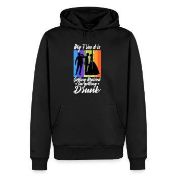 My friend is getting married, im getting drunk - Men’s Premium Organic Hoodie - black - Front - Nico (187cm)