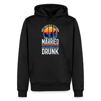 My friend is getting married, im getting drunk - Men’s Premium Organic Hoodie - black - Front - Nico (187cm)