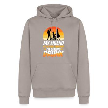 Mon ami se marie, je me saoule - Sweat à capuche Premium bio Homme - taupe - Devant - Nico (187cm)
