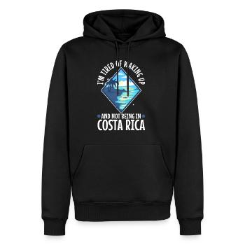 Je suis fatigué de me réveiller et de ne pas être au Costa Rica - Sweat à capuche Premium bio Homme - noir - Devant - Nico (187cm)