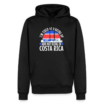 Je suis fatigué de me réveiller et de ne pas être au Costa Rica - Sweat à capuche Premium bio Homme - noir - Devant - Nico (187cm)