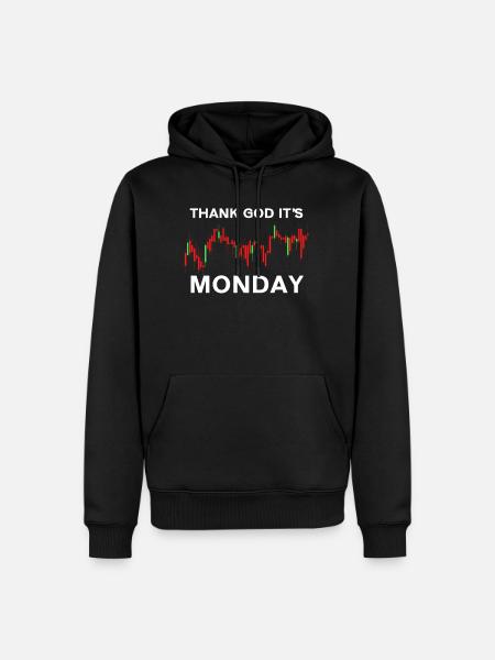 Dieu merci, c’est le jour du graphique boursier du lundi Marché boursier - Sweat à capuche Premium bio Homme - noir