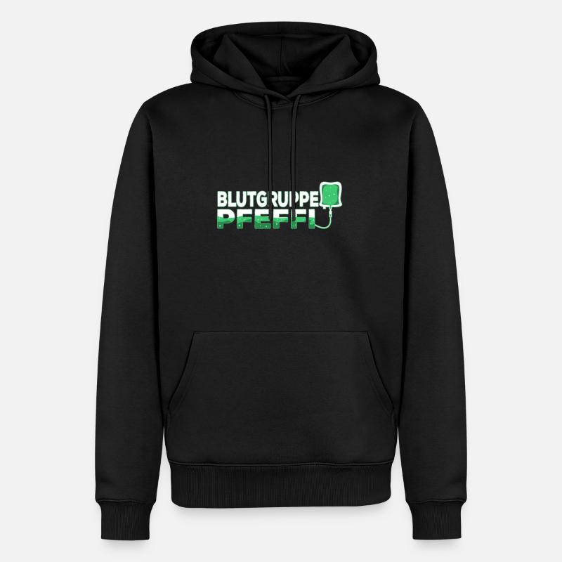 Blutgruppe Pfeffi - Männer Premium Bio Hoodie - Schwarz