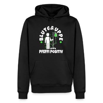 Blutgruppe Pfeffi Positiv - Männer Premium Bio Hoodie - Schwarz - Vorne - Nico (187cm)